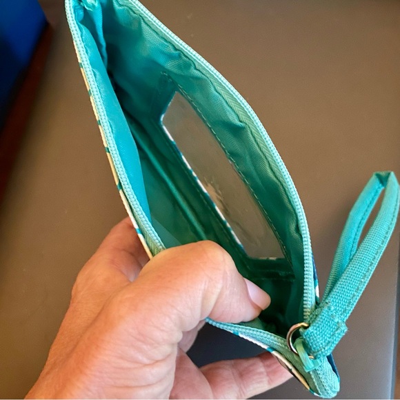 Miami Dolphins wristlet orange&teal zipper pouch w/ID window NFL license sticker - Picture 3 of 6